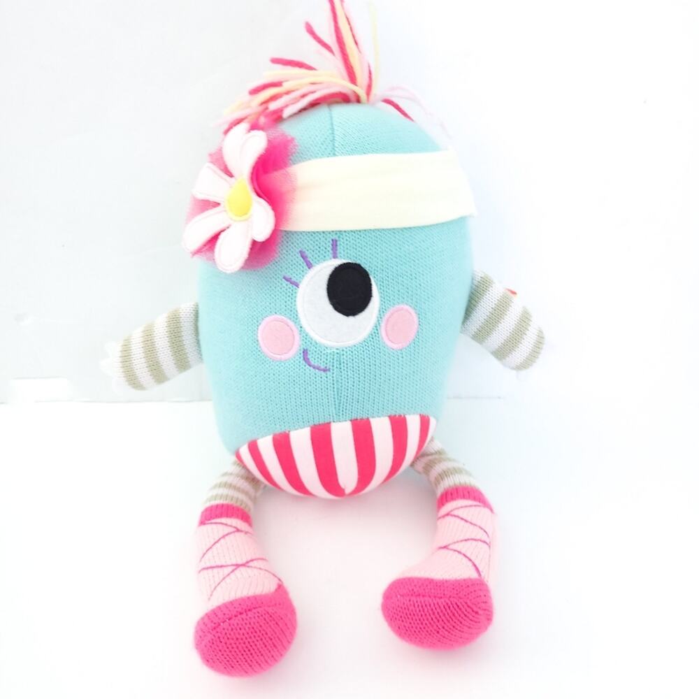 Baby Aspen Closet Monsters Clara Stuffed Animal Baby Girl Cute, Floral, Stripe